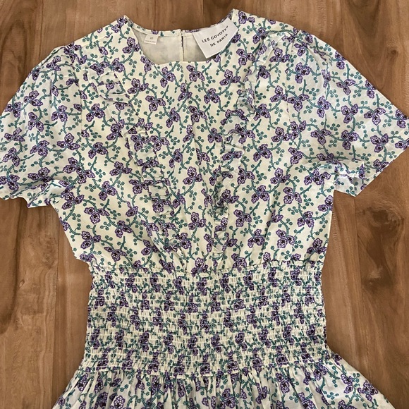 Les Coyotes de Paris Cream Alva Flower Paisley Print Dress $166 Size 10 - Picture 4 of 6